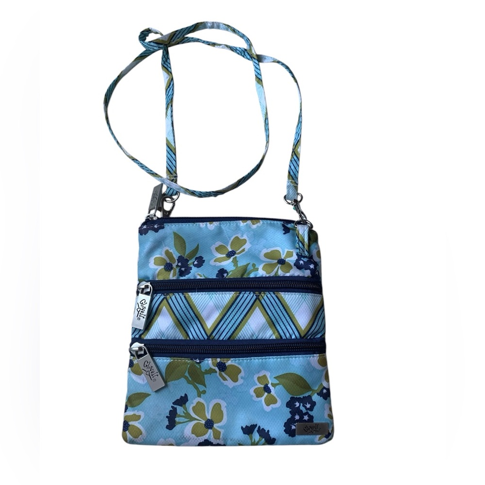 GLOVE IT Blue Floral Crossbody Bag Handbag Purse Golf Course Sport Bag